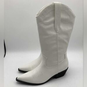 The Drop Women's Ace Midshaft Western Boot, White 6.5